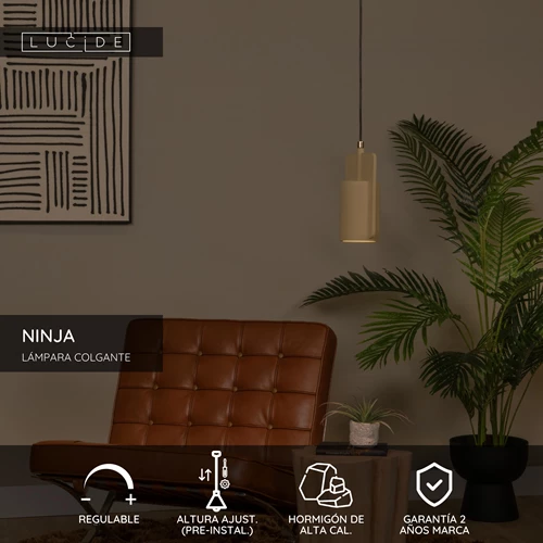 Lucide NINJA - Lámpara colgante - Ø 11,5 cm - 1xE27 - Amarillo - USP